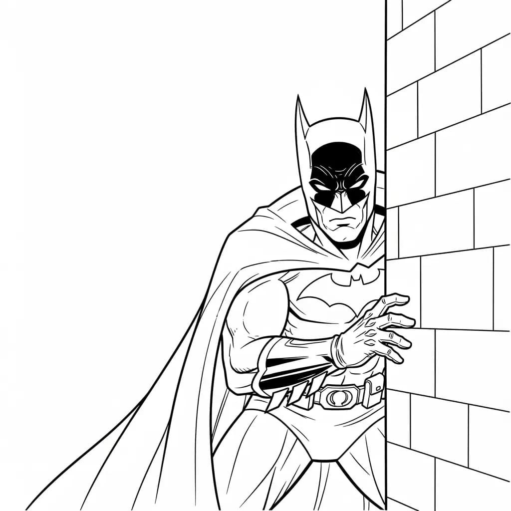 Desenhos do Batman para colorir com cenas de ação, fundo branco e traços grossos, perfeitos para imprimir e pintar