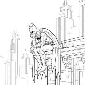 Desenhos do Batman para colorir com cenas de ação, fundo branco e traços grossos, perfeitos para imprimir e pintar