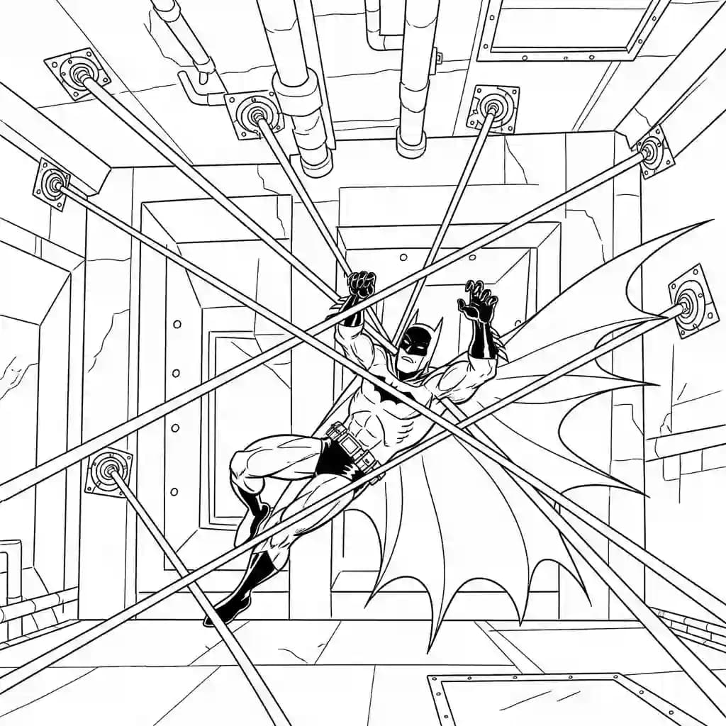 Desenhos do Batman para colorir com cenas de ação, fundo branco e traços grossos, perfeitos para imprimir e pintar