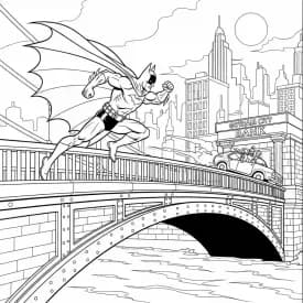 Desenhos do Batman para colorir com cenas de ação, fundo branco e traços grossos, perfeitos para imprimir e pintar