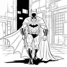 Desenhos do Batman para colorir com cenas de ação, fundo branco e traços grossos, perfeitos para imprimir e pintar