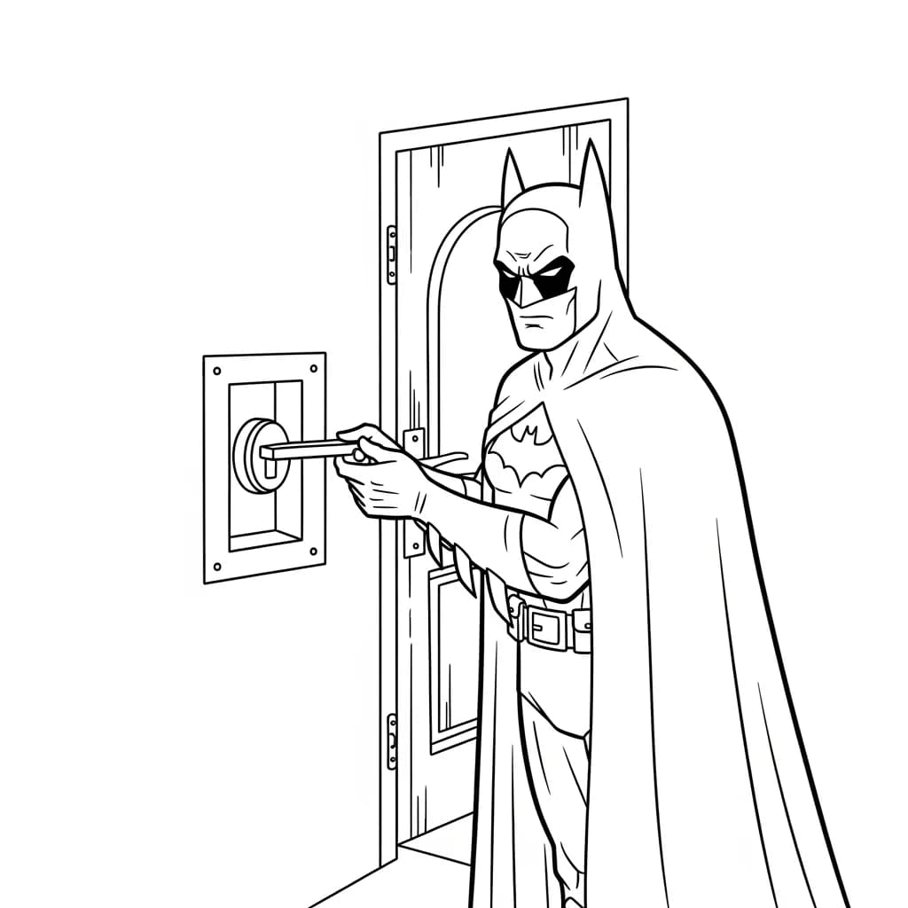 Desenhos do Batman para colorir com cenas de ação, fundo branco e traços grossos, perfeitos para imprimir e pintar