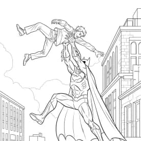 Desenhos do Batman para colorir com cenas de ação, fundo branco e traços grossos, perfeitos para imprimir e pintar