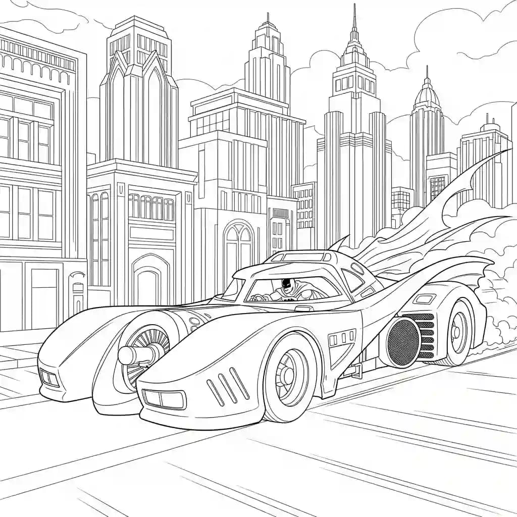 Desenhos do Batman para colorir com cenas de ação, fundo branco e traços grossos, perfeitos para imprimir e pintar