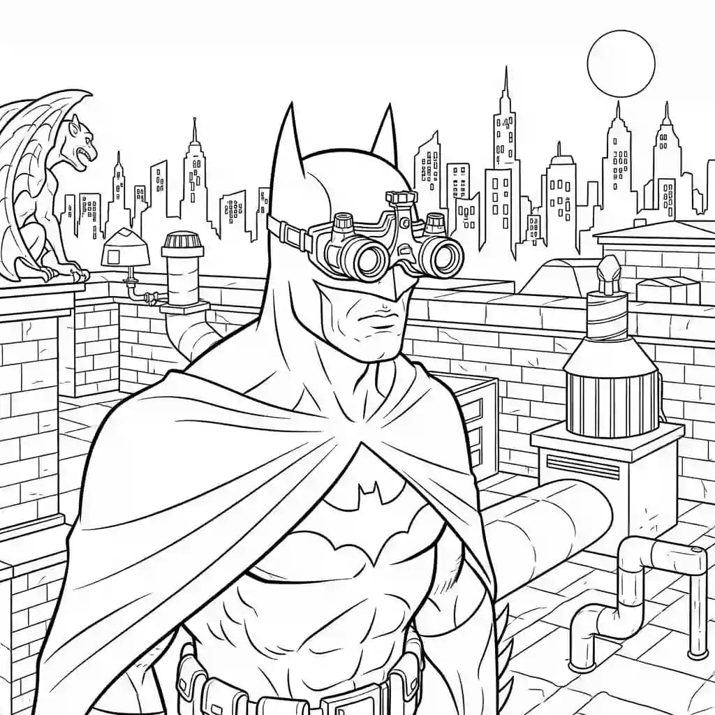 Desenhos do Batman para colorir com cenas de ação, fundo branco e traços grossos, perfeitos para imprimir e pintar