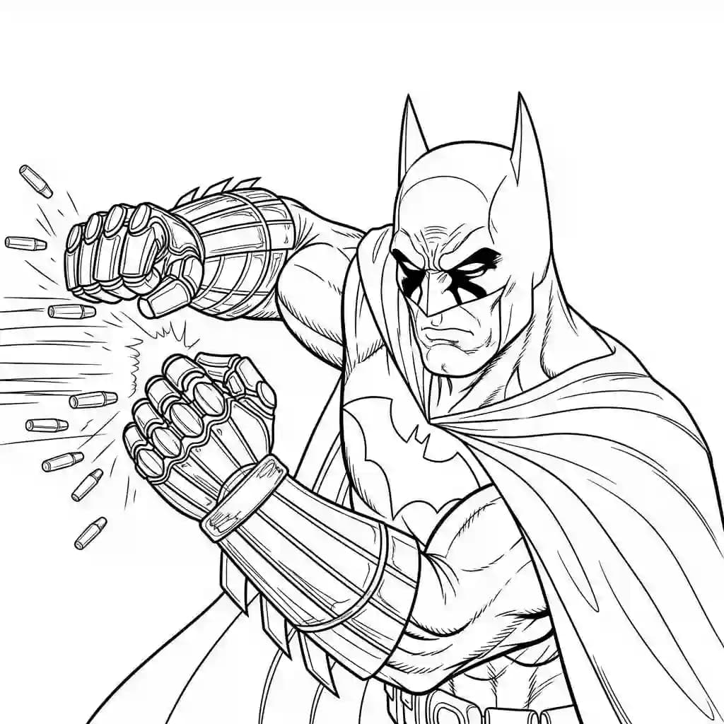 Desenhos do Batman para colorir com cenas de ação, fundo branco e traços grossos, perfeitos para imprimir e pintar