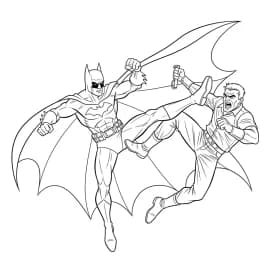Desenhos do Batman para colorir com cenas de ação, fundo branco e traços grossos, perfeitos para imprimir e pintar