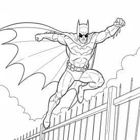 Desenhos do Batman para colorir com cenas de ação, fundo branco e traços grossos, perfeitos para imprimir e pintar