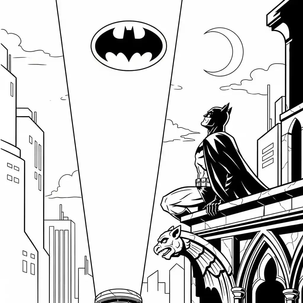 Desenhos do Batman para colorir com cenas de ação, fundo branco e traços grossos, perfeitos para imprimir e pintar