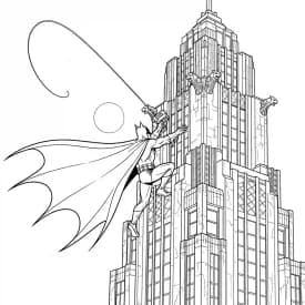 Desenhos do Batman para colorir com cenas de ação, fundo branco e traços grossos, perfeitos para imprimir e pintar