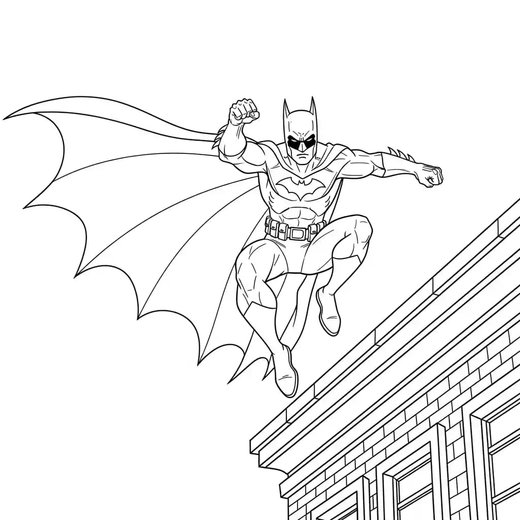 Desenhos do Batman para colorir com cenas de ação, fundo branco e traços grossos, perfeitos para imprimir e pintar