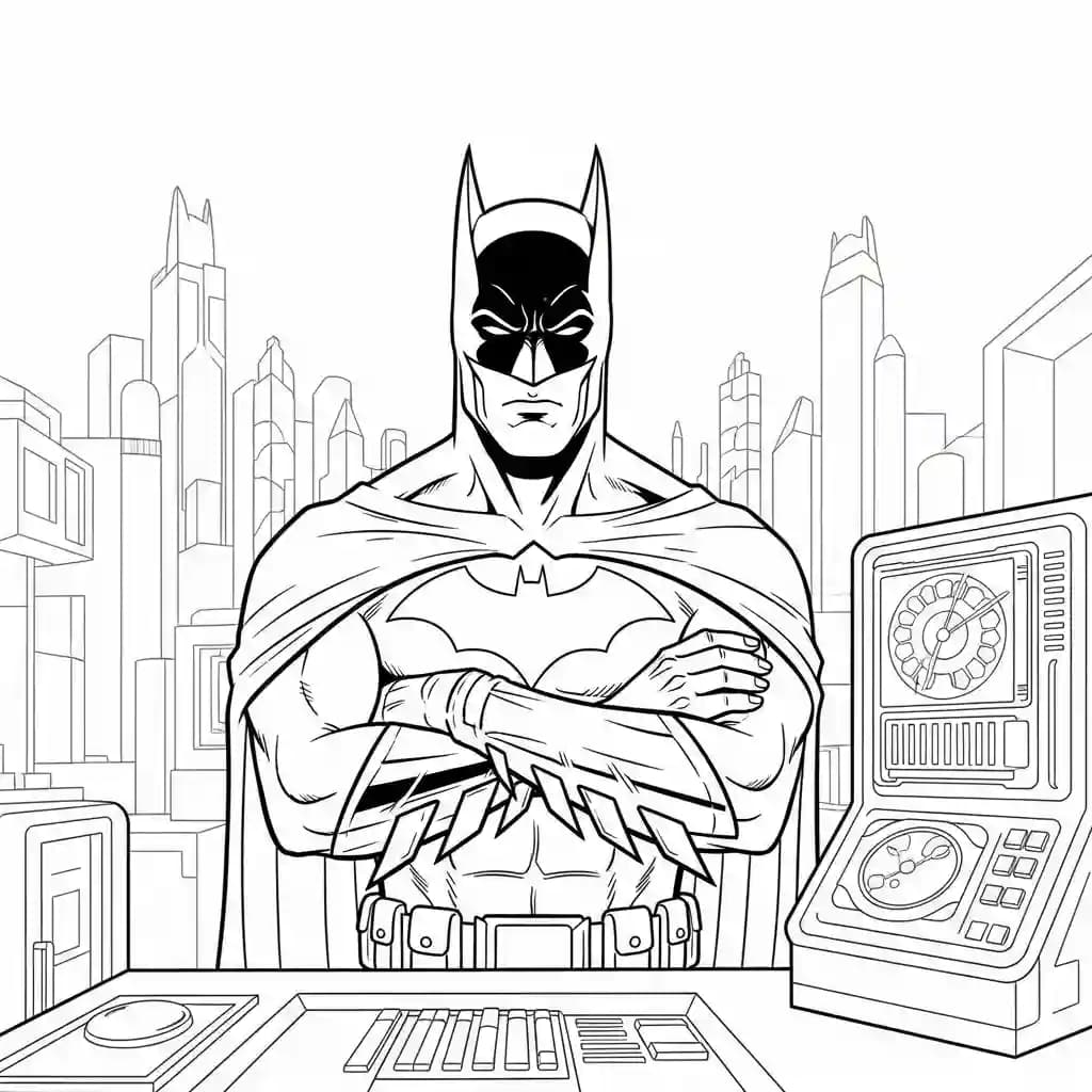 Desenhos do Batman para colorir com cenas de ação, fundo branco e traços grossos, perfeitos para imprimir e pintar