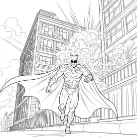 Desenhos do Batman para colorir com cenas de ação, fundo branco e traços grossos, perfeitos para imprimir e pintar