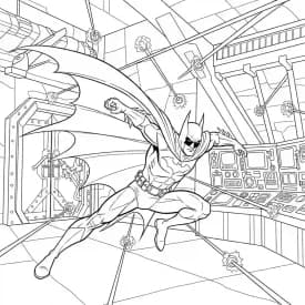 Desenhos do Batman para colorir com cenas de ação, fundo branco e traços grossos, perfeitos para imprimir e pintar