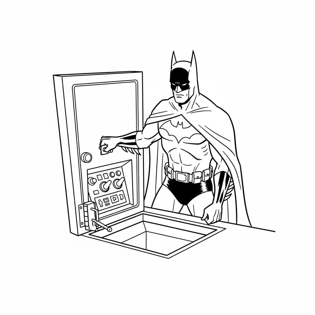 Desenhos do Batman para colorir com cenas de ação, fundo branco e traços grossos, perfeitos para imprimir e pintar