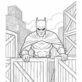 Desenhos do Batman para colorir com cenas de ação, fundo branco e traços grossos, perfeitos para imprimir e pintar