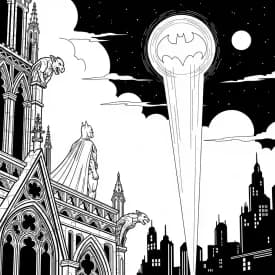 Desenhos do Batman para colorir com cenas de ação, fundo branco e traços grossos, perfeitos para imprimir e pintar