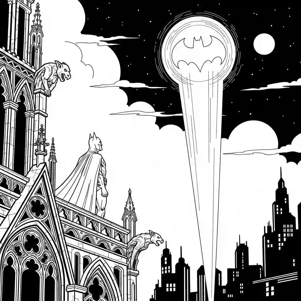 Desenhos do Batman para colorir com cenas de ação, fundo branco e traços grossos, perfeitos para imprimir e pintar