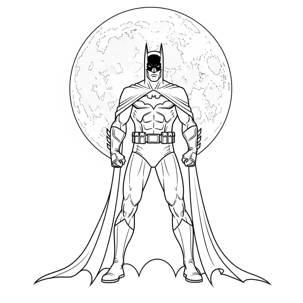 Desenhos do Batman para colorir com cenas de ação, fundo branco e traços grossos, perfeitos para imprimir e pintar