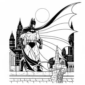 Desenhos do Batman para colorir com cenas de ação, fundo branco e traços grossos, perfeitos para imprimir e pintar