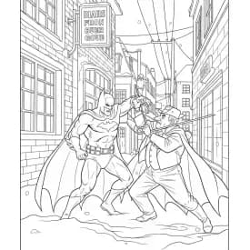 Desenhos do Batman para colorir com cenas de ação, fundo branco e traços grossos, perfeitos para imprimir e pintar
