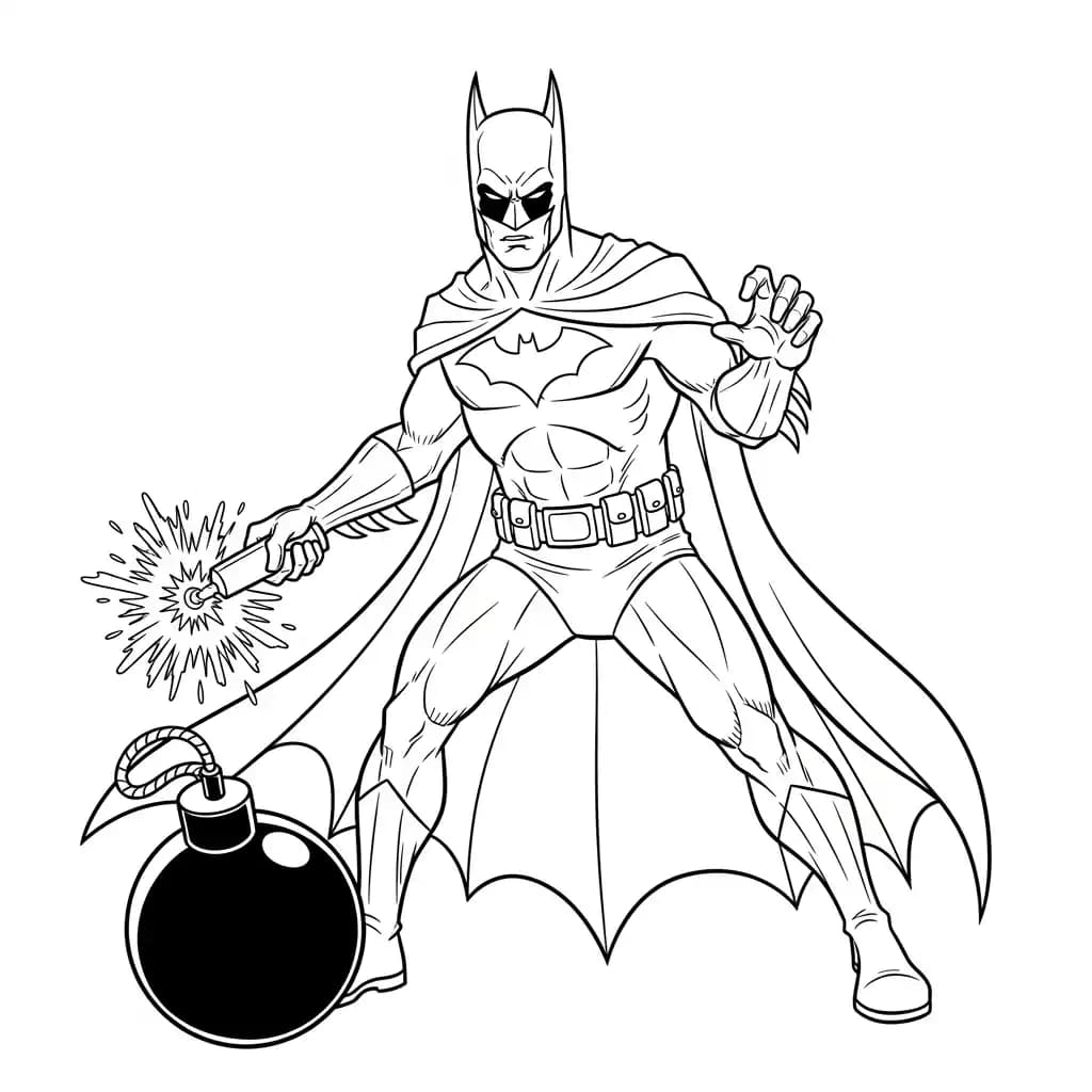Desenhos do Batman para colorir com cenas de ação, fundo branco e traços grossos, perfeitos para imprimir e pintar