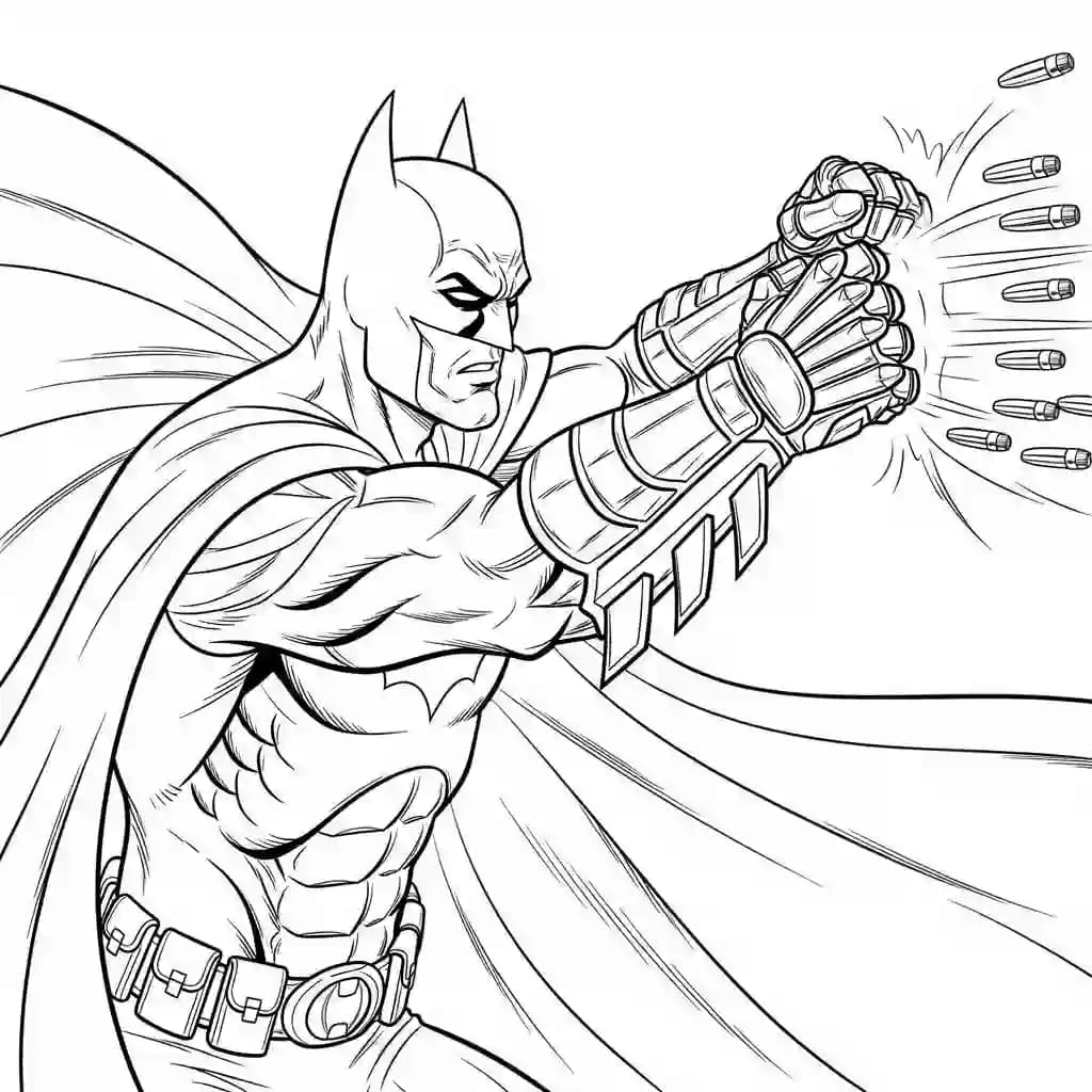 Desenhos do Batman para colorir com cenas de ação, fundo branco e traços grossos, perfeitos para imprimir e pintar
