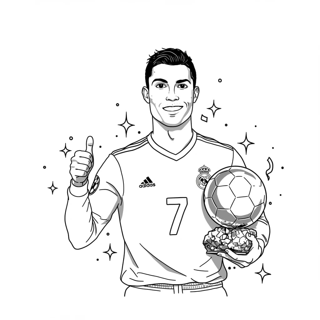 Desenhos do Cristiano Ronaldo para Imprimir e Colorir