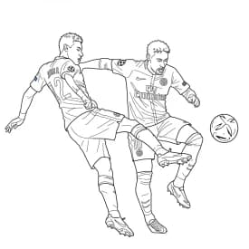 Desenho para colorir do Neymar Jr em estilo retrato, com fundo branco, ideal para imprimir e pintar em casa.