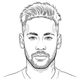 Desenho para colorir do Neymar Jr em estilo retrato, com fundo branco, ideal para imprimir e pintar em casa.