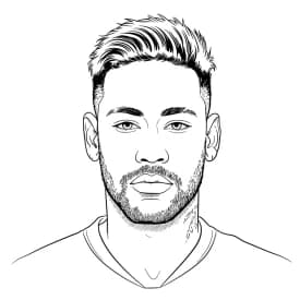 Desenho para colorir do Neymar Jr em estilo retrato, com fundo branco, ideal para imprimir e pintar em casa.