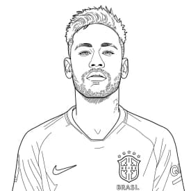 Desenho para colorir do Neymar Jr em estilo retrato, com fundo branco, ideal para imprimir e pintar em casa.