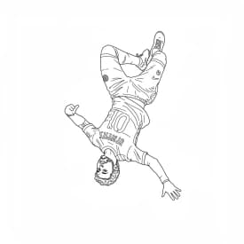 Desenho para colorir do Neymar Jr em estilo retrato, com fundo branco, ideal para imprimir e pintar em casa.