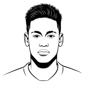 Desenho para colorir do Neymar Jr em estilo retrato, com fundo branco, ideal para imprimir e pintar em casa.