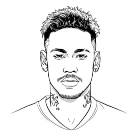 Desenho para colorir do Neymar Jr em estilo retrato, com fundo branco, ideal para imprimir e pintar em casa.
