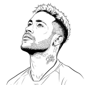 Desenho para colorir do Neymar Jr em estilo retrato, com fundo branco, ideal para imprimir e pintar em casa.