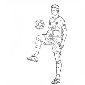 Desenho para colorir do Neymar Jr em estilo retrato, com fundo branco, ideal para imprimir e pintar em casa.