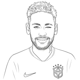 Desenhos do Neymar Jr para Colorir Desenho para colorir do Neymar Jr em estilo retrato, com fundo branco, ideal para imprimir e pintar em casa.