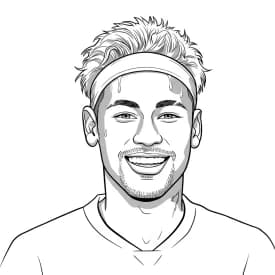 Desenho para colorir do Neymar Jr em estilo retrato, com fundo branco, ideal para imprimir e pintar em casa.