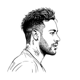 Desenho para colorir do Neymar Jr em estilo retrato, com fundo branco, ideal para imprimir e pintar em casa.