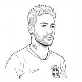 Desenho para colorir do Neymar Jr em estilo retrato, com fundo branco, ideal para imprimir e pintar em casa.