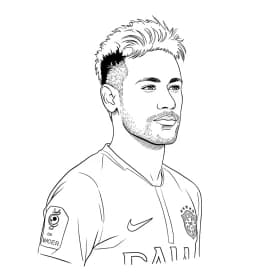 Desenhos do Neymar Jr para Colorir Desenho para colorir do Neymar Jr em estilo retrato, com fundo branco, ideal para imprimir e pintar em casa.