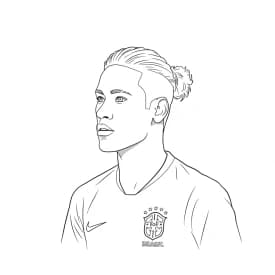 Desenho para colorir do Neymar Jr em estilo retrato, com fundo branco, ideal para imprimir e pintar em casa.