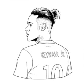 Desenhos do Neymar Jr para Colorir Desenho para colorir do Neymar Jr em estilo retrato, com fundo branco, ideal para imprimir e pintar em casa.