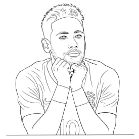 Desenhos do Neymar Jr para Colorir Desenho para colorir do Neymar Jr em estilo retrato, com fundo branco, ideal para imprimir e pintar em casa.