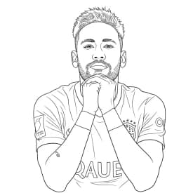 Desenho para colorir do Neymar Jr em estilo retrato, com fundo branco, ideal para imprimir e pintar em casa.