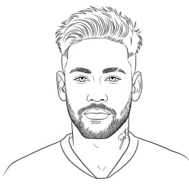 Desenhos do Neymar Jr para Colorir Desenho para colorir do Neymar Jr em estilo retrato, com fundo branco, ideal para imprimir e pintar em casa.