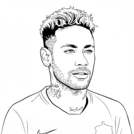 Desenhos do Neymar Jr para Colorir Desenho para colorir do Neymar Jr em estilo retrato, com fundo branco, ideal para imprimir e pintar em casa.