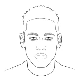 Desenhos do Neymar Jr para Colorir Desenho para colorir do Neymar Jr em estilo retrato, com fundo branco, ideal para imprimir e pintar em casa.