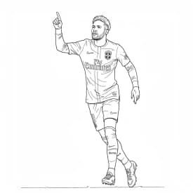 Desenho para colorir do Neymar Jr em estilo retrato, com fundo branco, ideal para imprimir e pintar em casa.